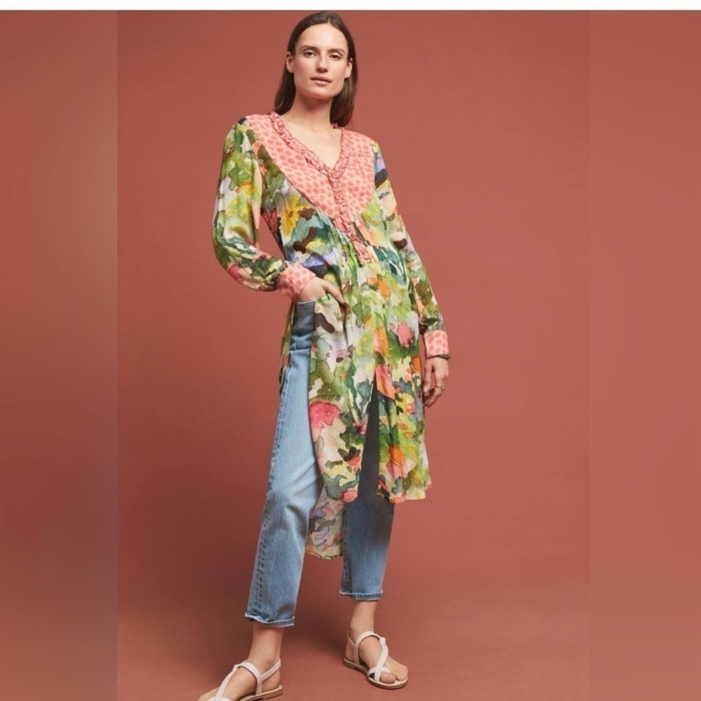 Blank London for Anthropologie Floral High Low Tunic